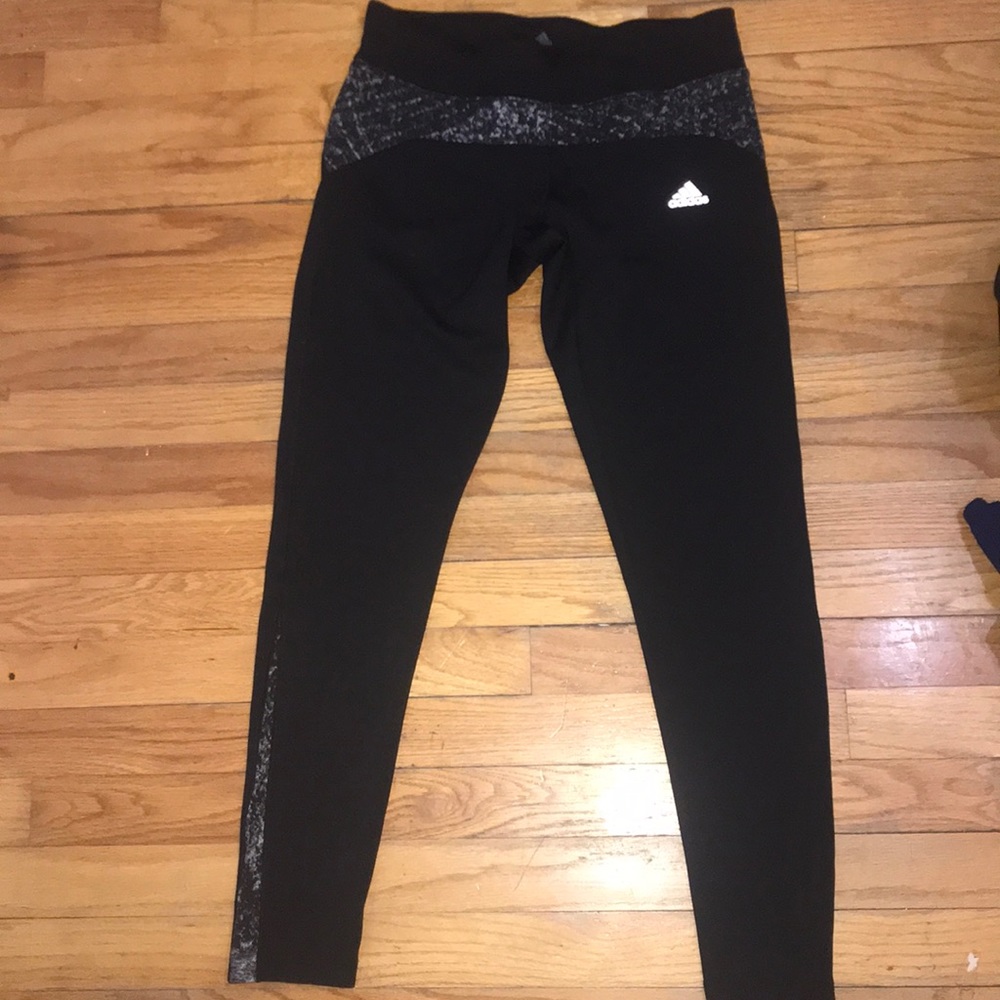 Black adidas leggings with gray pattern